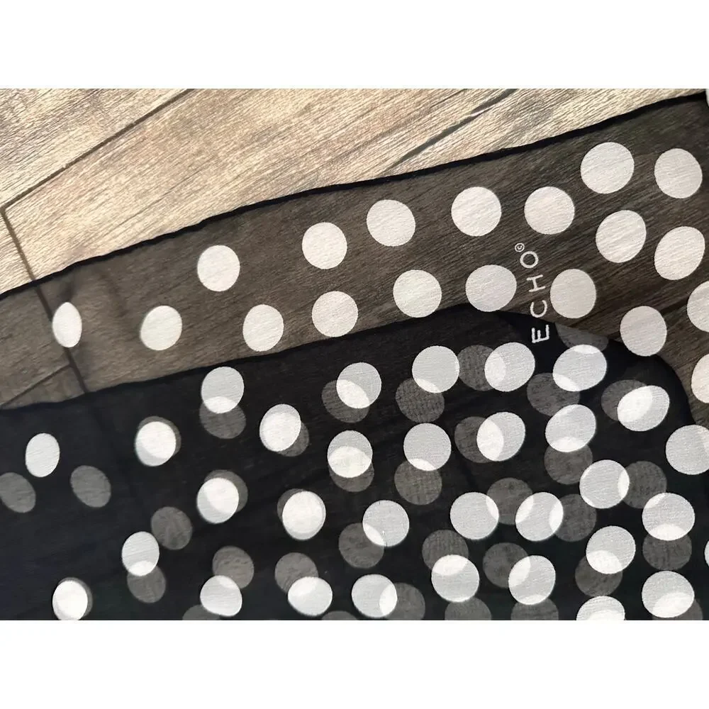 Echo Women's Black White Tubular 100% Silk Polka Dot Scarf